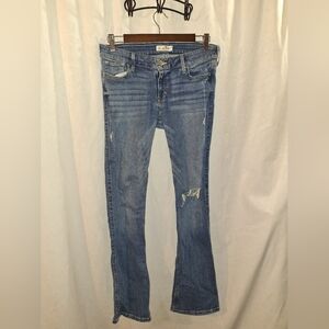 Hollister Blue Boot Cut Jeans with Distressed Details
